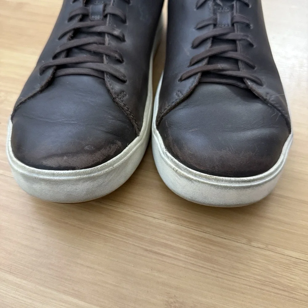 Olukai Lae'ahi Li 'Ili Dark Brown Leather Shoes Sneakers Men Size 10 / 43 Casual